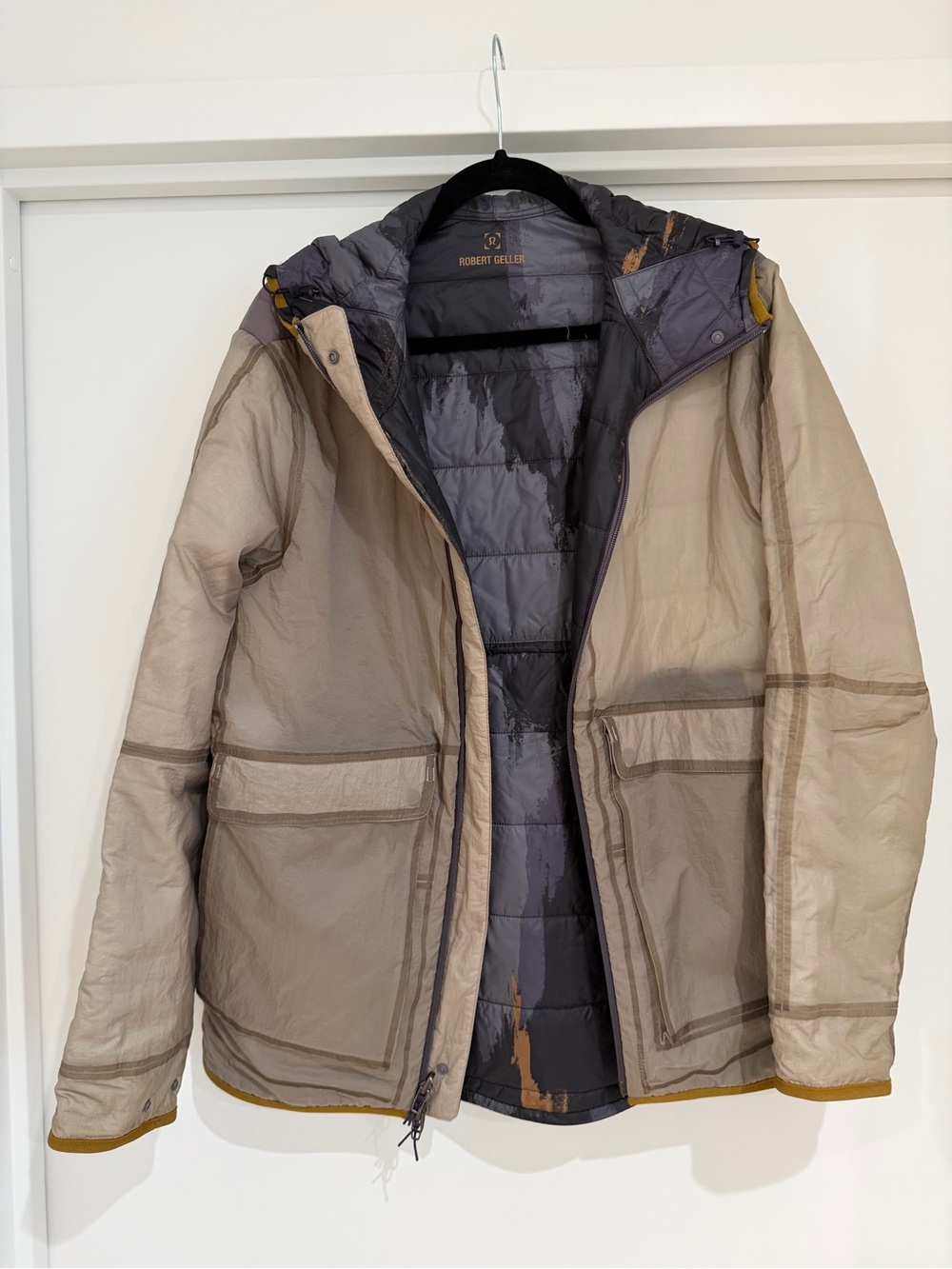 Robert Geller Lightweight Beige and Gray Hooded Jacket